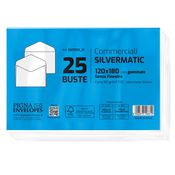 25 buste SILVER MATIC FSCÂ® gommata bianca s/finestra 120x180mm 80gr Pigna